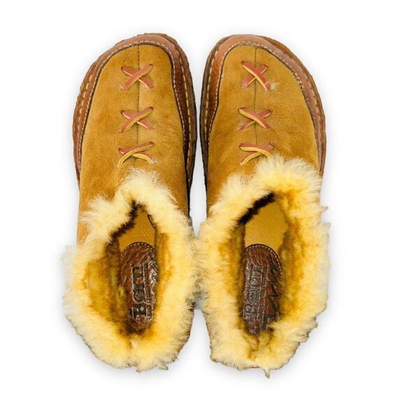 BORN Mohawk Shearling Winter Clogs Slippers Brown Suede / Leather Women's 5 - Picture 10 of 10